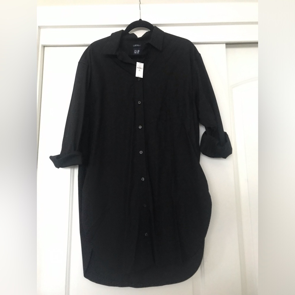 GAP Black Button-Up Shirt “Weekend Tunic” Organic Cotton